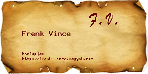 Frenk Vince névjegykártya
